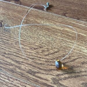 Amber glass bead tear drop necklace